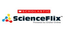 Scholastic Logo with ScienceFlix text and colored widgets