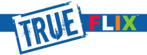 TrueFlix in blue and red letters on blue banner